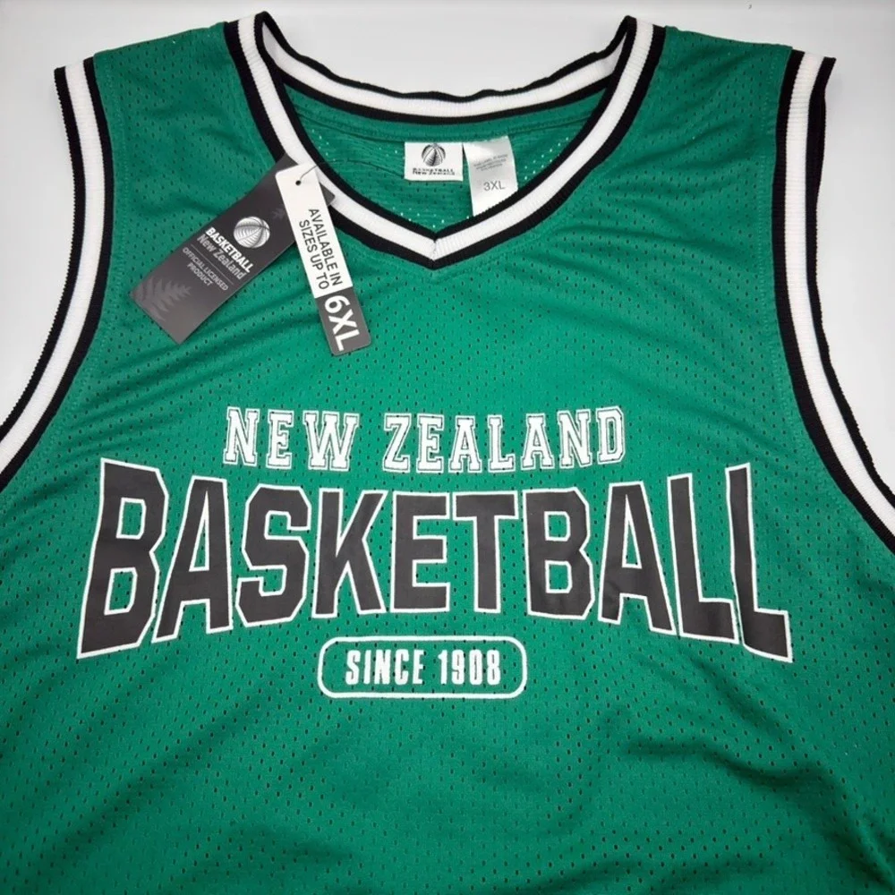 Basketball New Zealand Jersey Mens 3XL Green Black Official Licensed Mesh Top 8